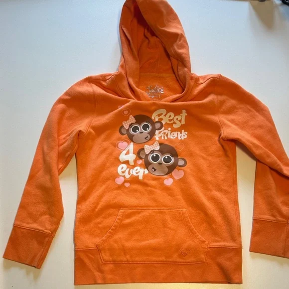 Justice Kids Hoodie with BFF Monkey Print - Picture 1 of 7
